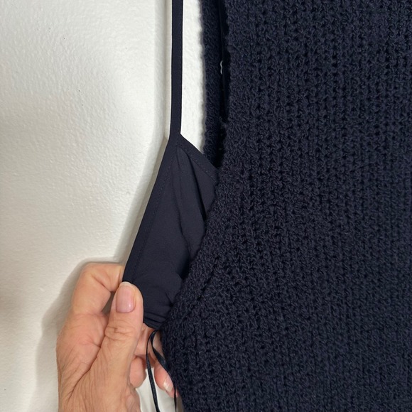 Banana Republic Knit Dress Sleeveless Mock Neck Navy Blue Size Large Merino Wool - Picture 7 of 9